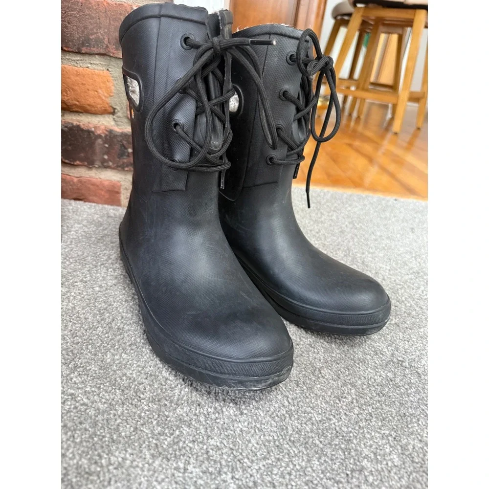 Bogs Amanda II Lace Women's 8 Black Slip-Resistant‎ Waterproof Rain Boots